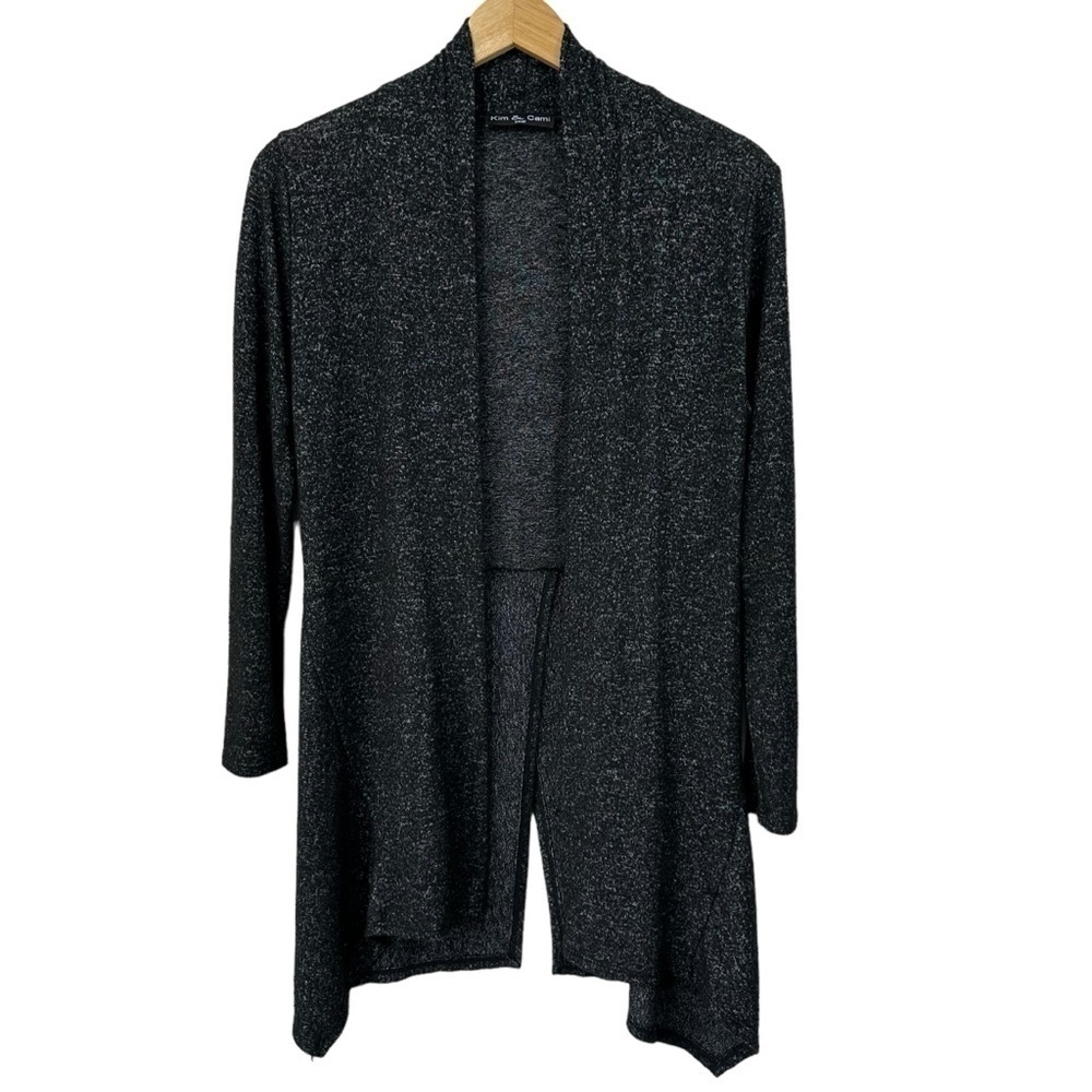 Kim & Cami Dark Gray Knit Lightweight Cardigan Sweater, Small